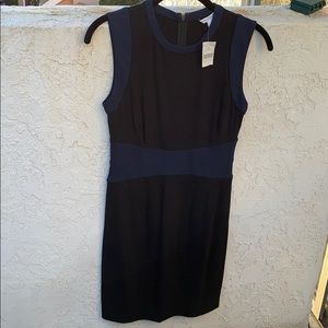 DVF Sleeveless Black & Navy Fitted Dress NWT